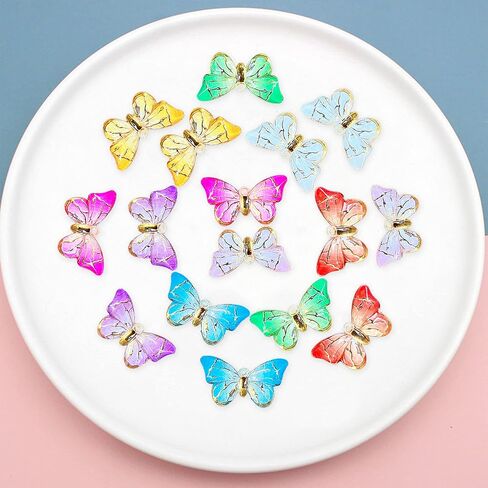 YUNXI 40 جهاز كمبيوتر شخصى الملونة فراشة سحر فراشة المعلقات فراشة مجوهرات المينا لأقراط أساور قلادة DIY حالة الهاتف مقطع الشعر الحرفية صنع المجوهرات in Kuwait