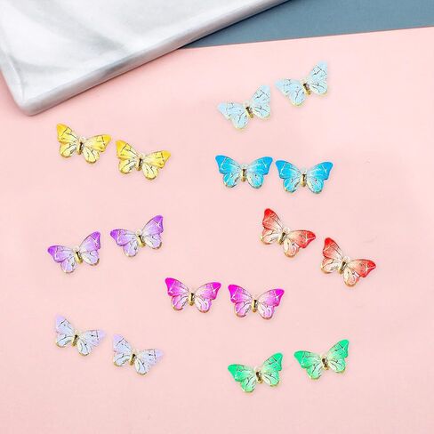 YUNXI 40 جهاز كمبيوتر شخصى الملونة فراشة سحر فراشة المعلقات فراشة مجوهرات المينا لأقراط أساور قلادة DIY حالة الهاتف مقطع الشعر الحرفية صنع المجوهرات in Kuwait