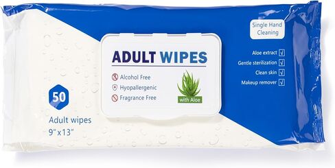 Countrywide Medical Adult Wet Wipes with Aloe - Premium Soft Pack Washcloths - Disposable Unisex Adult Incontinence & Cleansing Wipes for Men & Women - Large 13"x 9", 600 Count (12 Packs of 50) in Saudi Arabia