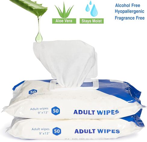 Countrywide Medical Adult Wet Wipes with Aloe - Premium Soft Pack Washcloths - Disposable Unisex Adult Incontinence & Cleansing Wipes for Men & Women - Large 13"x 9", 600 Count (12 Packs of 50) in Saudi Arabia