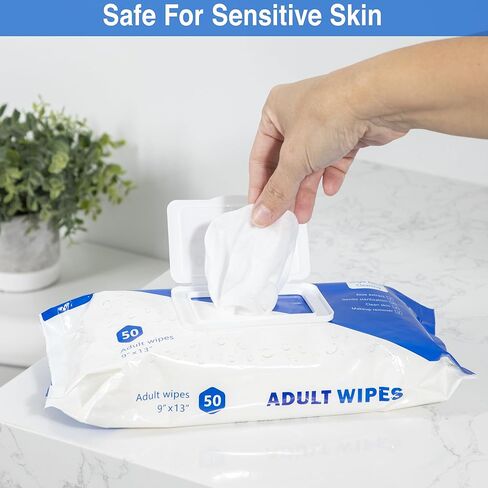 Countrywide Medical Adult Wet Wipes with Aloe - Premium Soft Pack Washcloths - Disposable Unisex Adult Incontinence & Cleansing Wipes for Men & Women - Large 13"x 9", 600 Count (12 Packs of 50) in Saudi Arabia