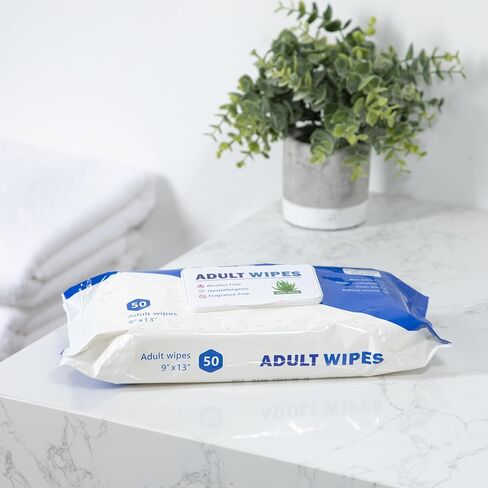 Countrywide Medical Adult Wet Wipes with Aloe - Premium Soft Pack Washcloths - Disposable Unisex Adult Incontinence & Cleansing Wipes for Men & Women - Large 13"x 9", 600 Count (12 Packs of 50) in Saudi Arabia