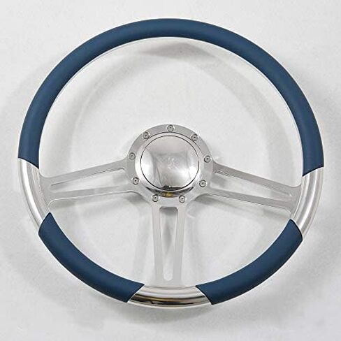 15.5" Polished Billet Steering Wheel with Half Wrap and Horn Button(Black) in Saudi Arabia