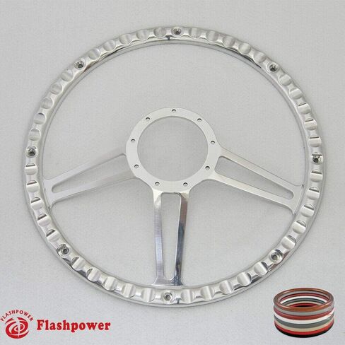 15.5" Polished Billet Steering Wheel with Half Wrap and Horn Button(Black) in Saudi Arabia