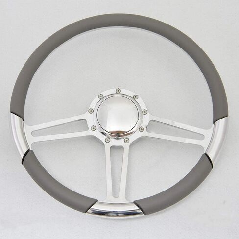 15.5" Polished Billet Steering Wheel with Half Wrap and Horn Button(Black) in Saudi Arabia