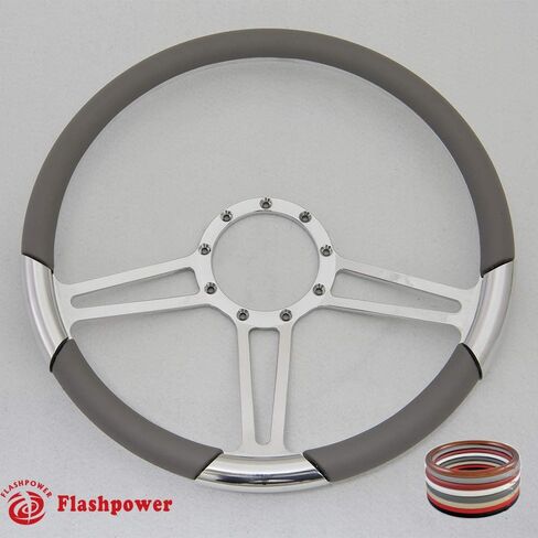 15.5" Polished Billet Steering Wheel with Half Wrap and Horn Button(Black) in Saudi Arabia