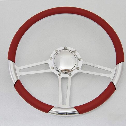 15.5" Polished Billet Steering Wheel with Half Wrap and Horn Button(Black) in Saudi Arabia