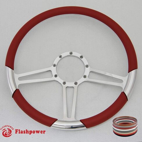 15.5" Polished Billet Steering Wheel with Half Wrap and Horn Button(Black) in Saudi Arabia