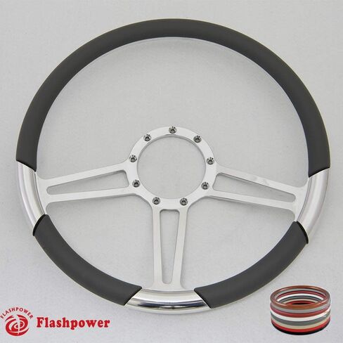 15.5" Polished Billet Steering Wheel with Half Wrap and Horn Button(Black) in Saudi Arabia