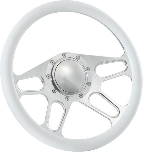 Flashpower 14'' Billet 4-Slot Half Wrap 9 Bolts Steering Wheel with 2'' Dish and Horn Button (Black) in Saudi Arabia