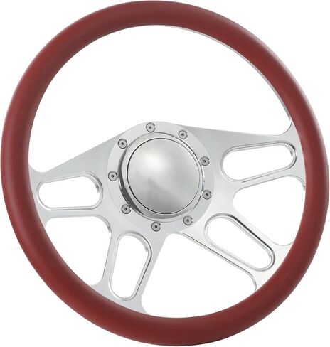 Flashpower 14'' Billet 4-Slot Half Wrap 9 Bolts Steering Wheel with 2'' Dish and Horn Button (Black) in Saudi Arabia