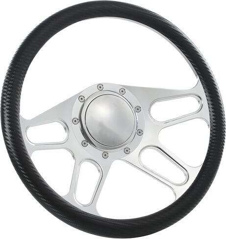 Flashpower 14'' Billet 4-Slot Half Wrap 9 Bolts Steering Wheel with 2'' Dish and Horn Button (Black) in Saudi Arabia