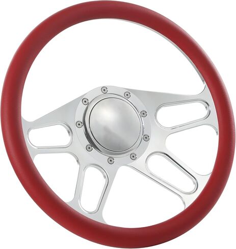 Flashpower 14'' Billet 4-Slot Half Wrap 9 Bolts Steering Wheel with 2'' Dish and Horn Button (Black) in Saudi Arabia