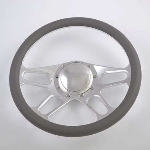 Flashpower 14'' Billet 4-Slot Half Wrap 9 Bolts Steering Wheel with 2'' Dish and Horn Button (Black) in Saudi Arabia