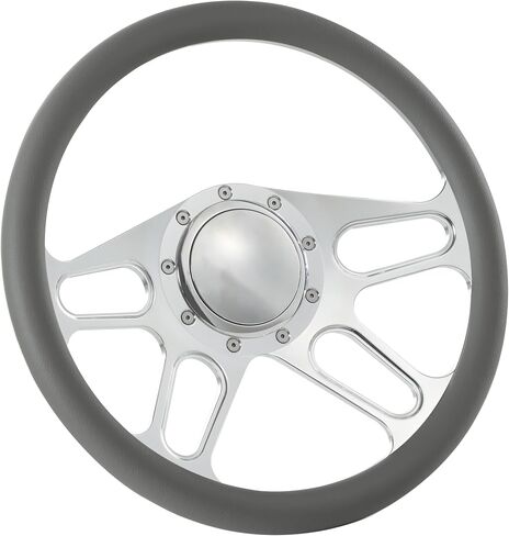 Flashpower 14'' Billet 4-Slot Half Wrap 9 Bolts Steering Wheel with 2'' Dish and Horn Button (Black) in Saudi Arabia