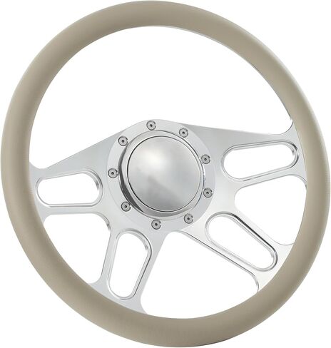 Flashpower 14'' Billet 4-Slot Half Wrap 9 Bolts Steering Wheel with 2'' Dish and Horn Button (Black) in Saudi Arabia