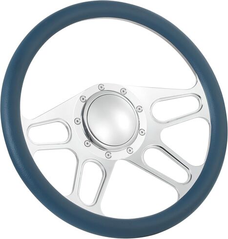 Flashpower 14'' Billet 4-Slot Half Wrap 9 Bolts Steering Wheel with 2'' Dish and Horn Button (Black) in Saudi Arabia