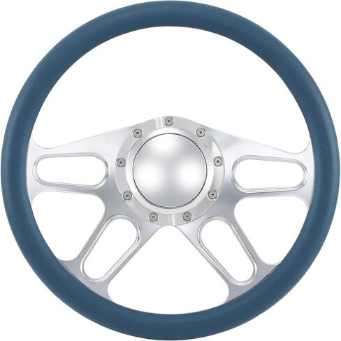 Flashpower 14'' Billet 4-Slot Half Wrap 9 Bolts Steering Wheel with 2'' Dish and Horn Button (Black) in Saudi Arabia