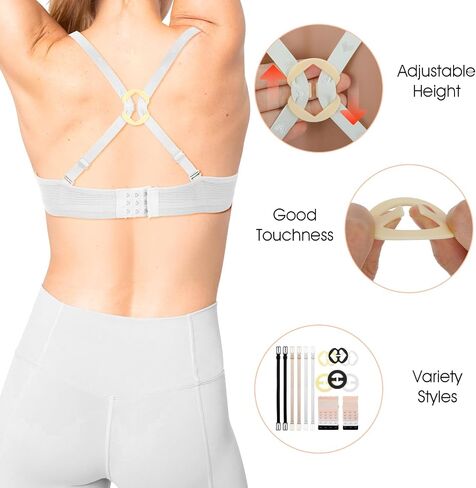 18 Pcs Bra Straps Holder Clips Adjustable Non Slip Bra Clips to Make Racerback Bras Extenders 2/3 Hook for Full Cup Size, Conceal Straps Cleavage Control in Saudi Arabia