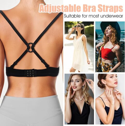 18 Pcs Bra Straps Holder Clips Adjustable Non Slip Bra Clips to Make Racerback Bras Extenders 2/3 Hook for Full Cup Size, Conceal Straps Cleavage Control in Saudi Arabia