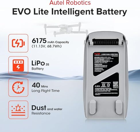 Autel Robotics EVO Lite/Lite+ Plus Intelligent Battery, 6175mAh 11.13v Smart Battery, 40 Min Flight Time, 2024 Newest Replacement Battery for Autel EVO Lite & Lite Plus Drone (100% Original) in Saudi Arabia