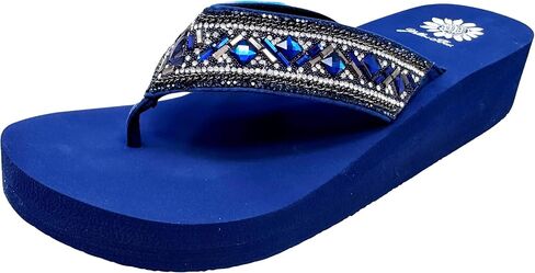 Yellow Box Women's Saverina Wedge Sandal, Round Toe, 1.5 Inch Heel, 0.75 Inch Platform, Comfortable Flip-Flop in Saudi Arabia