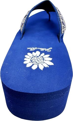Yellow Box Women's Saverina Wedge Sandal, Round Toe, 1.5 Inch Heel, 0.75 Inch Platform, Comfortable Flip-Flop in Saudi Arabia