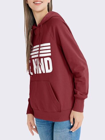 Fisoew Womens Graphic Casual Hoodies Be Kind Fall Long Sleeve Hooded Sweatshirt with Pocket in Saudi Arabia