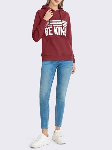 Fisoew Womens Graphic Casual Hoodies Be Kind Fall Long Sleeve Hooded Sweatshirt with Pocket in Saudi Arabia