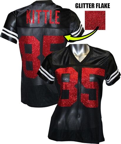 Custom Glitterflake George Kittle Womens Black Mesh Jersey Size X-Large XL in Saudi Arabia