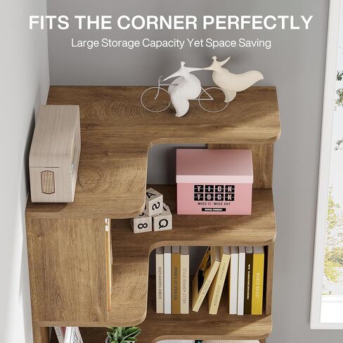 Tribesigns 6 Tier Corner Reshelflesh ، 64.9 بوصة طويلة الصناعية L على شكل حرف L مع لوحة مضادة للانكماش ، منظم تخزين رف على رف الخشب القائم بذاتها للمكتب المنزلي in Saudi Arabia
