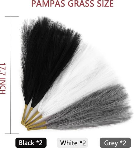 بامباس الاصطناعي ديكور العشب - 17.7 بوصة ، 6pcs Faux Pampas Grass for Home & Wedding Decor in Saudi Arabia