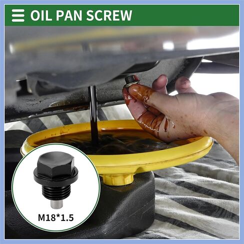 Universal Oil Pan Screw Oil Drain Plug Sump Drain Nut Bolt, M18x1.5, Aluminium Alloy, Black, 1 Set Stable in Kuwait