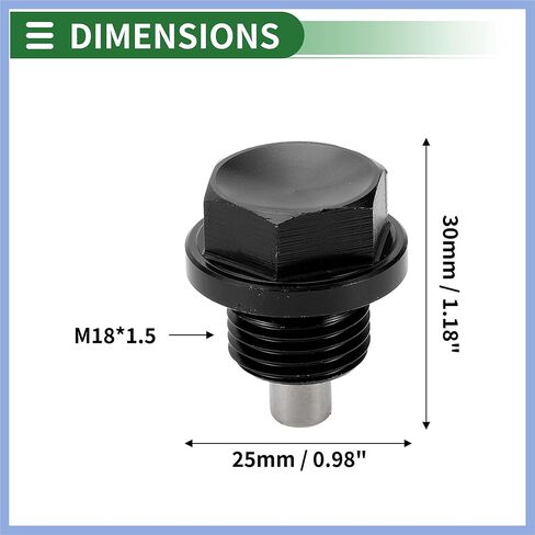 Universal Oil Pan Screw Oil Drain Plug Sump Drain Nut Bolt, M18x1.5, Aluminium Alloy, Black, 1 Set Stable in Kuwait