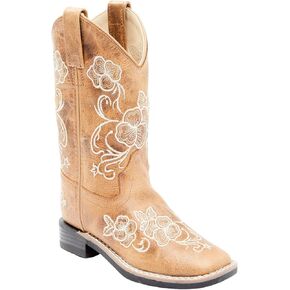 Shyanne Girls' Little Lasy Floral Embroidered Western Boot Broad Square Toe - Bbsc1946 in Saudi Arabia