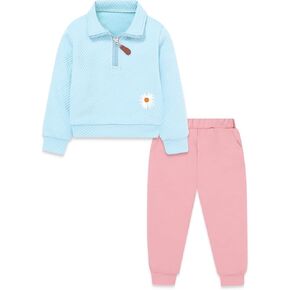 ZOEREA Kids Toddler Girls Clothes Outfits 2 Piece Zip Tops Long Sleeve Fashion Fall Winter Clothing Set 2-7 Years in Kuwait