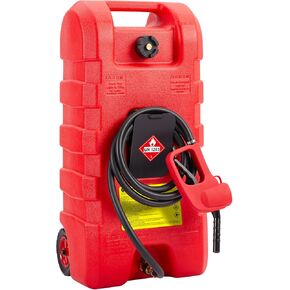 15 Gallon Gas Can, Heavy-Duty Portable Gas Caddy with Wheels, Manual Transfer Pump and 10FT Hose, Fuel Tank Leak-Proof Gas Container for Lawn Mowers, Cars, Boats, ATVs in Saudi Arabia