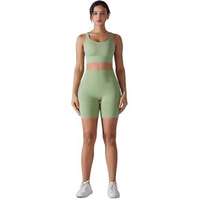 Women's Solid Color Back Cross Non Wearing Underwear Shorts Yoga Suit Two Piece Set in Saudi Arabia
