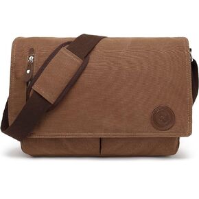 Huachen Vintage Canvas Messenger Bag - 14 "كمبيوتر محمول الكتف Satchel Crossbody Sling Bookbag للرجال والنساء in Kuwait