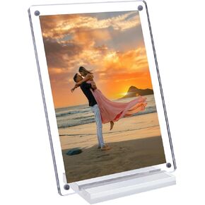 Acrylic Picture Frame 7x5 Inch Picture Floating Display Clear Magnetic Acrylic Frame Double Sided Photo Frame for Desktop Stand (Clear (1 Pack, 5X7) in Kuwait