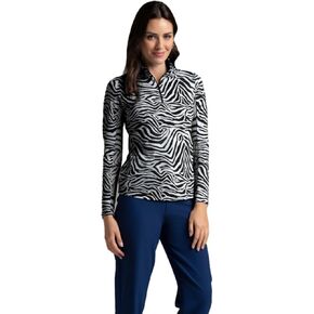 IBKUL Athleisure Wear Sun Protective UPF 50+ Icefil Cooling Tech Cecilia Print Long Sleeve Mock Neck Top – 10932 in Kuwait