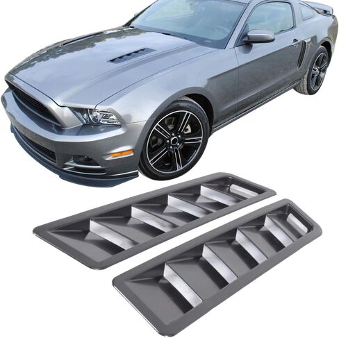 Ikon Motorsports Front Hood Vent Universal Fit لمعظم السيارات 17 بوصة × 5 بوصة أسود أسود ABS تدفق الهواء غطاء محرك السيارة مغرفة غطاء محرك السيارة 2pc in Kuwait