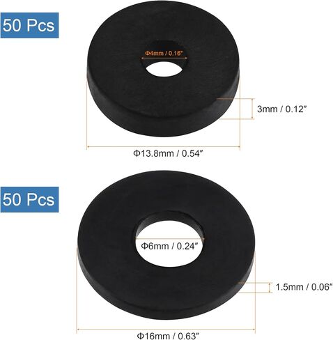 MECCANIXITY Rubber Flat Washers 9mm 11mm OD 4mm 5mm ID 1.2mm 1.6mm Thick for Faucet Pipe Water Hose, Black 100in1 Set in Saudi Arabia