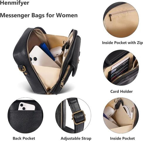 Small Leather Crossbody Messenger Sling Bag for women Vintage Anti theft Large Capacity Mini Shoulder Handbag in Kuwait