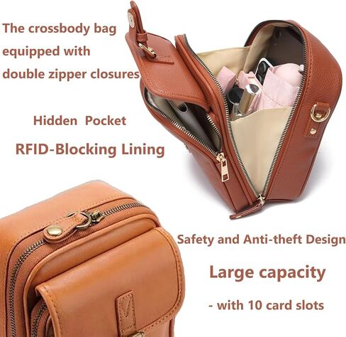 Small Leather Crossbody Messenger Sling Bag for women Vintage Anti theft Large Capacity Mini Shoulder Handbag in Kuwait