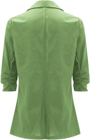 Linen Blazer Women Summer Lightweight Button 3/4 Sleeve Blazers for Women Business Casual Suit Jacket with Pockets in Saudi Arabia