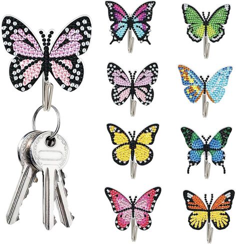 8 PCS Diamond Art Painting Sticky Hook DIY Crystal Rhinestones Diamond Art Painting Kit Strong Paste Hook Traceless Load-Bearing Transparent Kitchen Wall Adhesive Hook (Cake) in Kuwait