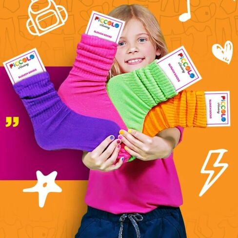 PICCOLO HOSIERY Lightweight Scruch Slouch Socks Unisex Girls Boys 20 bright color options Infant Toddler Child in Kuwait