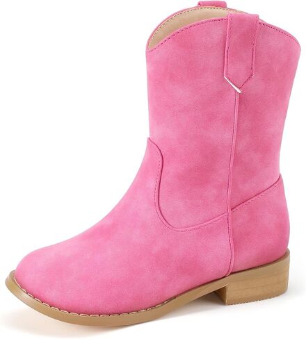 Hehainom Girls Cowgirl Boots Mid Calf Western Boys Cowboy Boot Toddler Little Big Kids Round Toe Riding Shoes Booties in Saudi Arabia