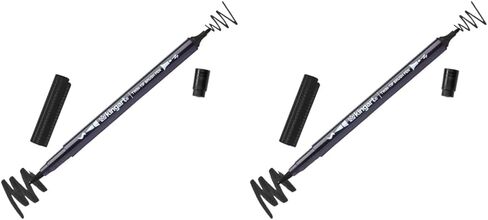 KINGART TT104-1 PRO Twin-Tip Black Color 445 Series Single Brush Pen Artist Marker, Double-ended Brush Tip & Fine Tip, Water-based Non-Toxic Ink, Black in Kuwait